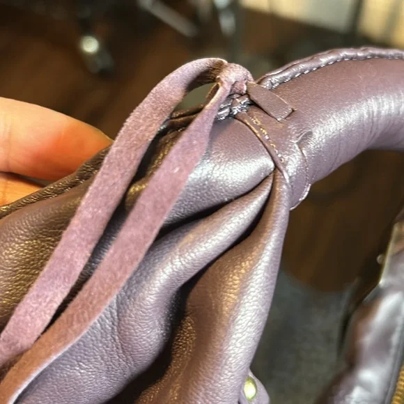 Luxe Unique Purple Leather Handbag - Picture 13 of 14